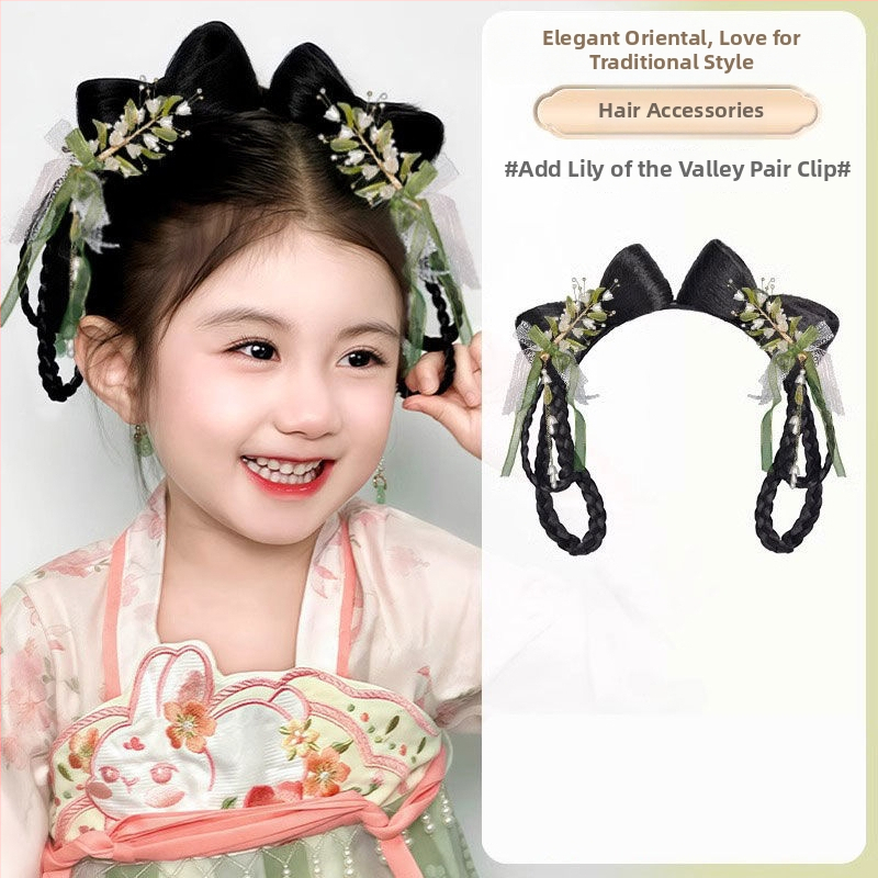 Kratka perika u stilu dinastije Han za djecu, s toplinski otporna žica – integrirani čvor za kosu i dodatak za glavu VM339