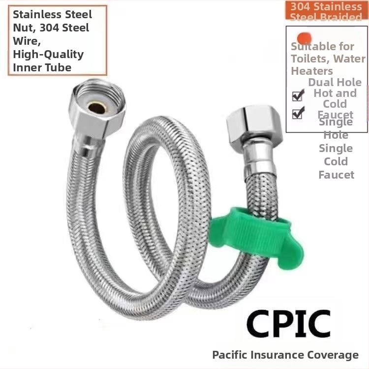 304 ανοξείδωτος συρμάτινος σωλήνας σύνδεσης για σύνδεση ανάμεσα σε θερμοσίφωνα και βρύσης WC, σπειροειδής εγκατάσταση, ονομασική πίεση 1.2, 100°C