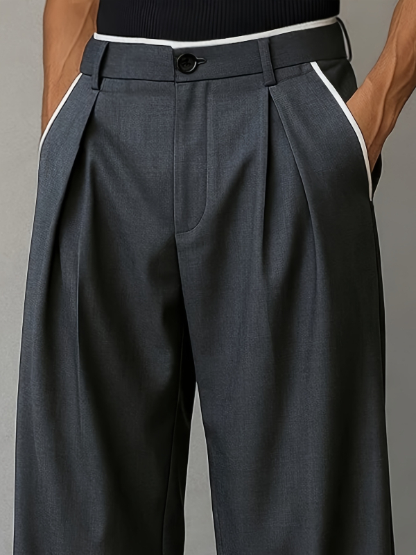 Muške casual hlače, ravni kroj, visoki pojas, mikroelastična tkanina