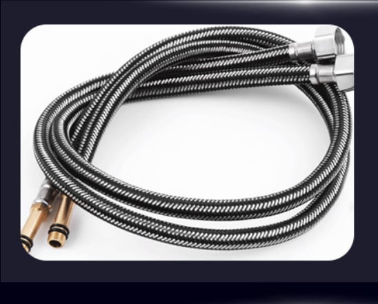 Ανοξείδωτος σωλήνας εισόδου νερού 304, πλεγμένος, σύνδεση με σπείρωμα, διπλή κεφαλή, εγκατάσταση στριφτή, πίεση ονομαστική 1, θερμοκρασία λειτουργίας 4