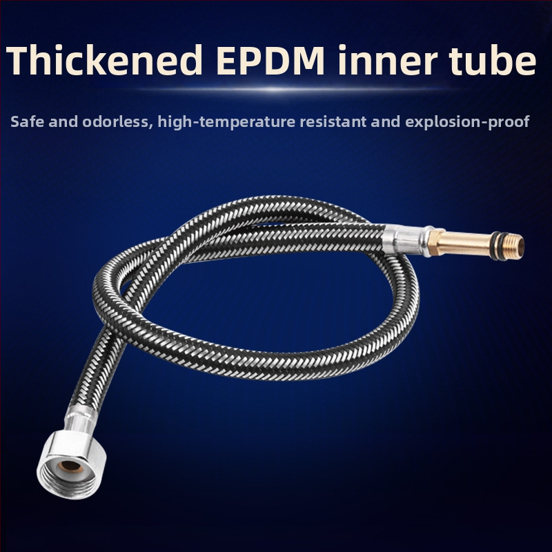 Ανοξείδωτος σωλήνας εισόδου νερού 304, πλεγμένος, σύνδεση με σπείρωμα, διπλή κεφαλή, εγκατάσταση στριφτή, πίεση ονομαστική 1, θερμοκρασία λειτουργίας 4