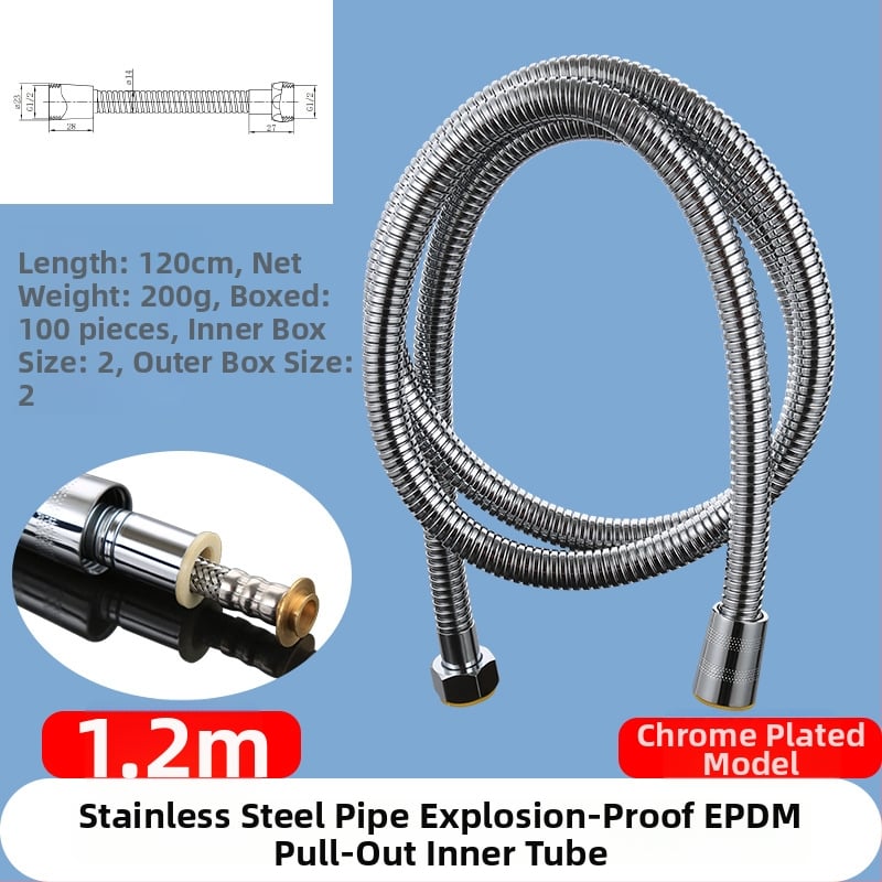 Ανοξείδωτος σωλήνας ντους, μοντέλο RG020101, ονομαστική πίεση 1.6, εύρος θερμοκρασίας 0-100°C, βιδωτή σύνδεση