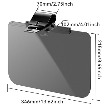 Automobilski vizir protiv blještanja s ogledalom dan/noć, snap-in ugradnja, plastika
