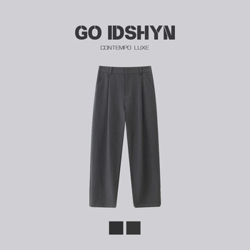Go Idshyn Muške hlače za jesen, francuski stil, jednobojne, casual, ravnog kroja