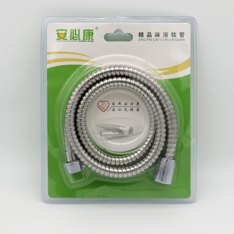 Ντους σωλήνας με σώμα από ανοξείδωτο χάλυβα και παξιμάδι ABS, μοντέλο Μικρό διπλό κούμπωμα, ονομαστική πίεση 0,1-5 MPa, θερμοκρασία λειτουργίας 1-80 °C, σύνδεση με βιδωτή εγκατάσταση