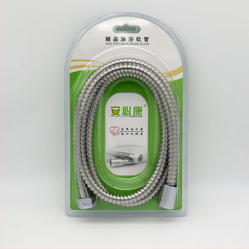 Ντους σωλήνας με σώμα από ανοξείδωτο χάλυβα και παξιμάδι ABS, μοντέλο Μικρό διπλό κούμπωμα, ονομαστική πίεση 0,1-5 MPa, θερμοκρασία λειτουργίας 1-80 °C, σύνδεση με βιδωτή εγκατάσταση