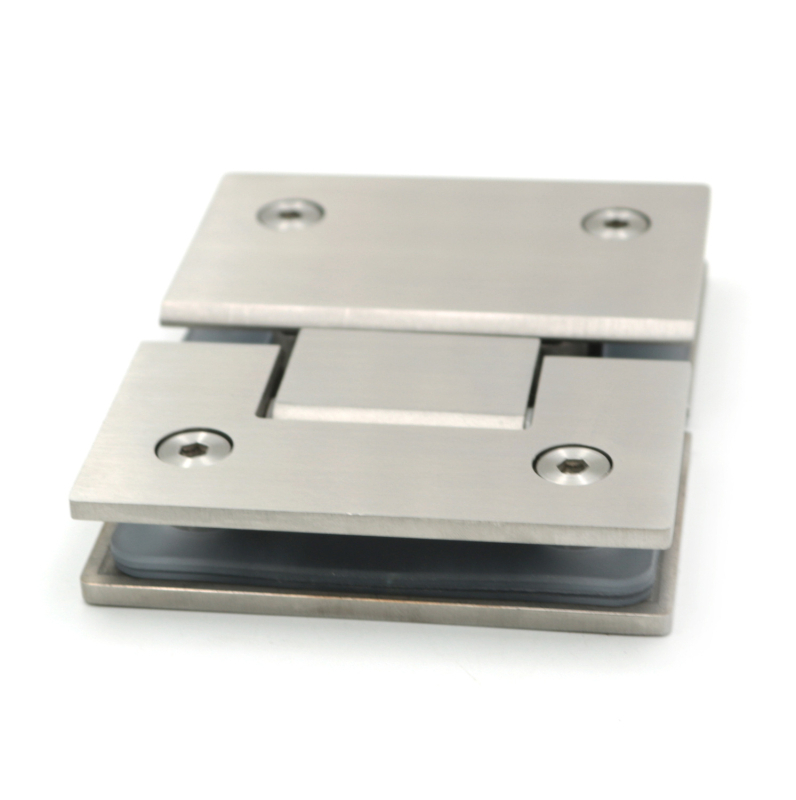 180° nehrđajući čelični šarnir za staklenu pregradu tuš kabine – za staklene paneli, brušena površina, zavareni spoj, moderni minimalistički stil