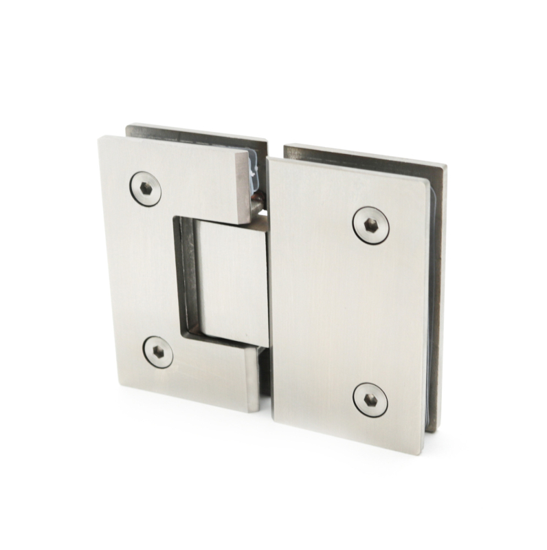 180° nehrđajući čelični šarnir za staklenu pregradu tuš kabine – za staklene paneli, brušena površina, zavareni spoj, moderni minimalistički stil