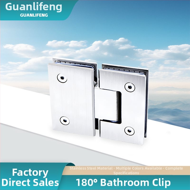 180° nehrđajući čelični šarnir za staklenu pregradu tuš kabine – za staklene paneli, brušena površina, zavareni spoj, moderni minimalistički stil