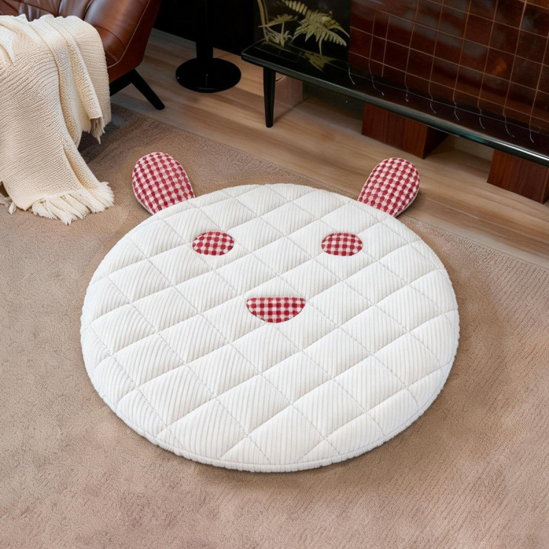 Κύκλικός θερμαινόμενος πάτος για κατοικίδια με κέντημα, πλένεται στο πλυντήριο, χειμερινή χρήση
