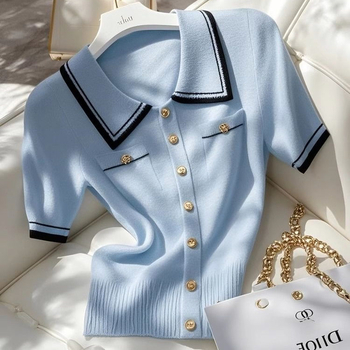 Plus size polo majica od viskoznog pletiva, kratkih rukava, color-block uzorak, polo ovratnik, 50–70% viskoza