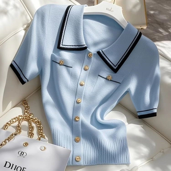 Plus size polo majica od viskoznog pletiva, kratkih rukava, color-block uzorak, polo ovratnik, 50–70% viskoza