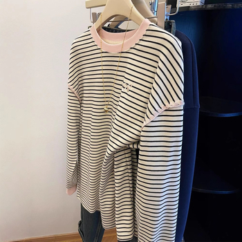 Ženska majica s kapuljačom, prugasta, patchwork, slobodan kroj, okrugli izrez