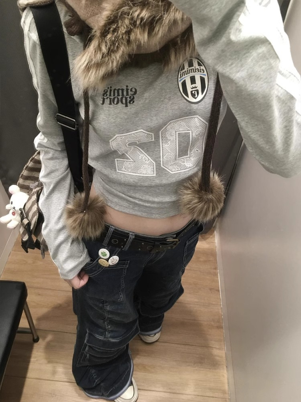 Pamut hosszú ujjú póló, amerikai retro stílus, kerek nyakú, slim fit