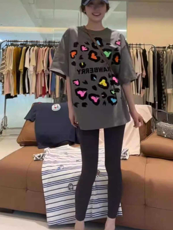 Majica s anime printom, Harajuku stil, široka silueta, 95% pamuk, kratki rukavi