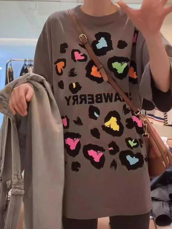 Majica s anime printom, Harajuku stil, široka silueta, 95% pamuk, kratki rukavi