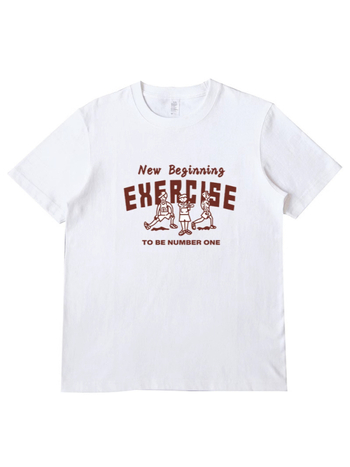 Ženski pamučni T-shirt s tiskom slova, udoban slobodan kroj, kratki rukavi, okrugli izrez, 95% pamuk, proljeće 2025