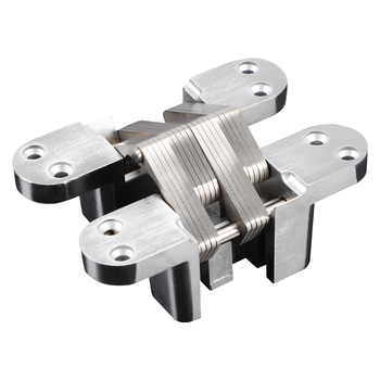 Skriveni križni šarki za vrata | LY-A1-A7 | cinkov spoj + nehrđajući čelik | završna obrada: žičano navlačenje + satenski nikl | moderni minimalistički stil