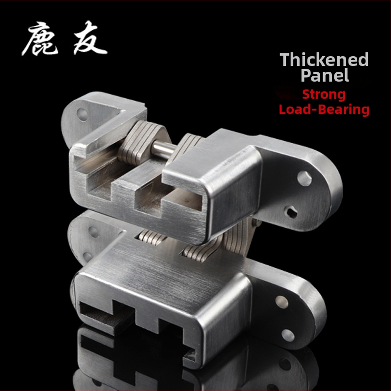 Skriveni križni šarki za vrata | LY-A1-A7 | cinkov spoj + nehrđajući čelik | završna obrada: žičano navlačenje + satenski nikl | moderni minimalistički stil