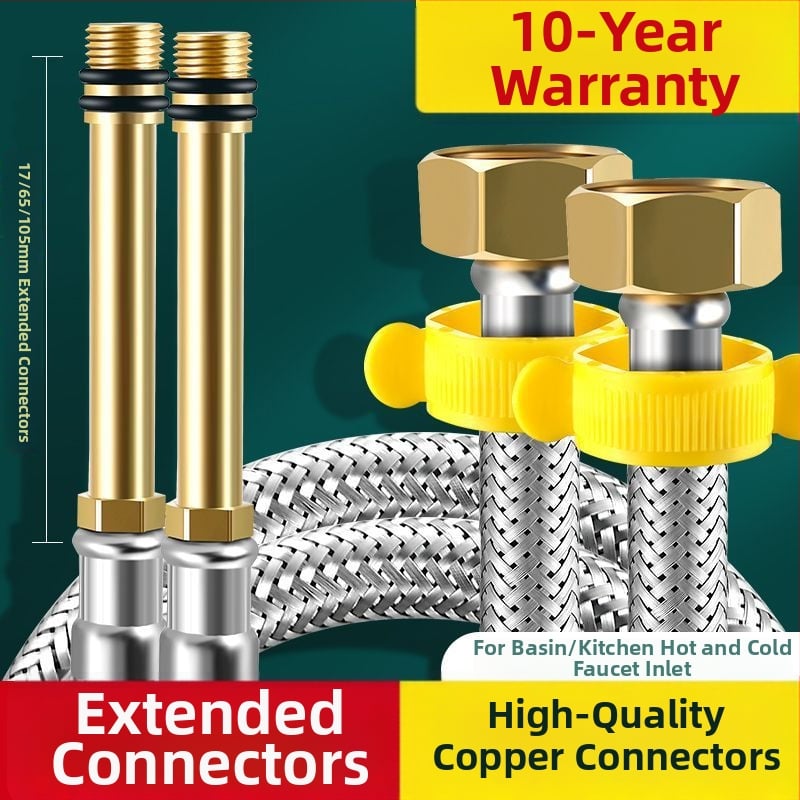 304 ανοξείδωτος πλεγμένος σωλήνας ύδρευσης για βρύση τουαλέτας με συνδέσεις εισόδων και εξόδων ζεστού και κρύου νερού