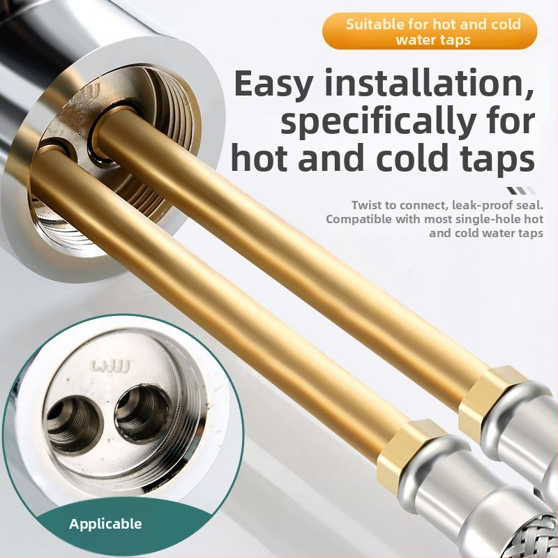 304 ανοξείδωτος πλεγμένος σωλήνας ύδρευσης για βρύση τουαλέτας με συνδέσεις εισόδων και εξόδων ζεστού και κρύου νερού