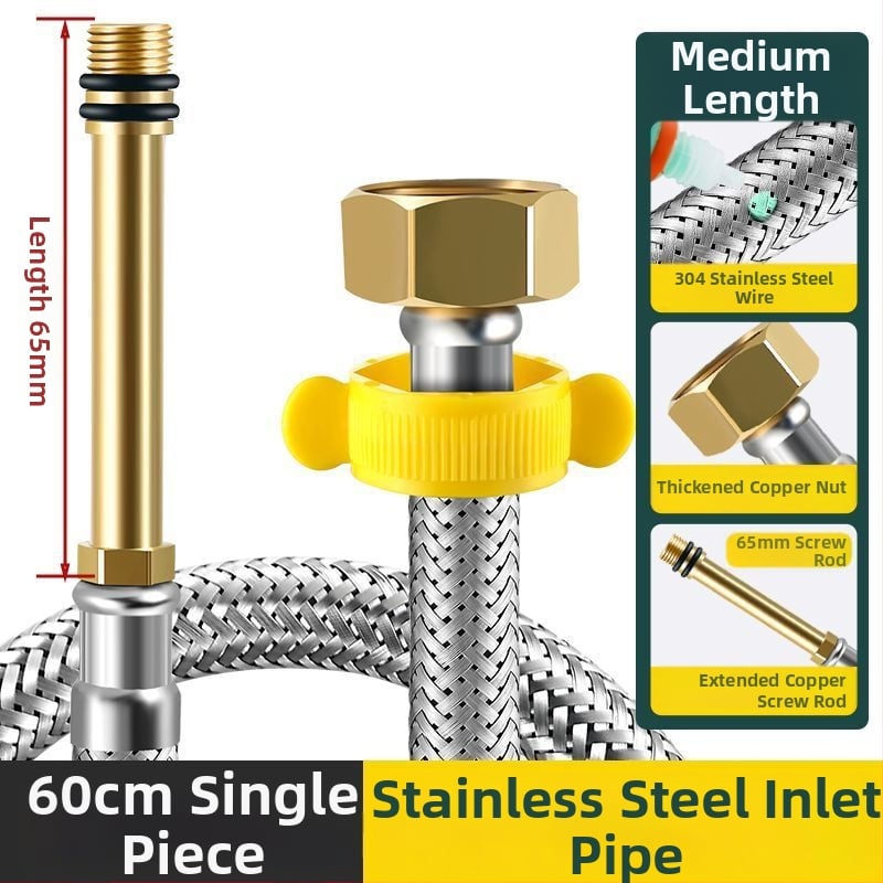 304 ανοξείδωτος πλεγμένος σωλήνας ύδρευσης για βρύση τουαλέτας με συνδέσεις εισόδων και εξόδων ζεστού και κρύου νερού