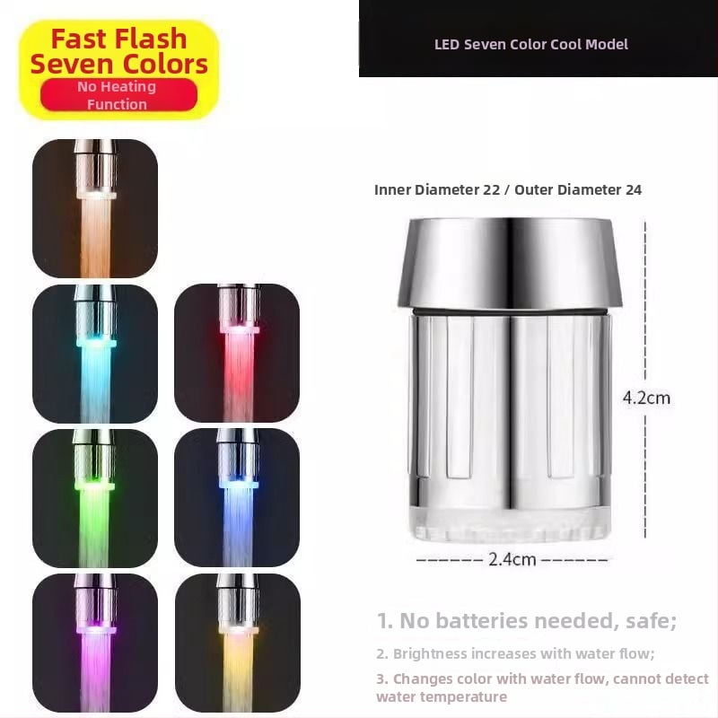 LED βρύση νερού με έλεγχο θερμοκρασίας και εύκαμπτο σωλήνα, ABS σώμα, μέγιστη θερμοκρασία λειτουργίας 80°C, ονομασική πίεση 3 bar, εγκατάσταση περιστροφική, στυλ μοντέρνο μινιμαλιστικό