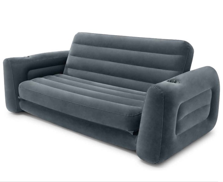 INTEX 68566 Troosobni napuhljivi kauč-krevet, dimenzije 193×231×71 cm, težina 9,77 kg, nosivost 300 kg, površina od pliša