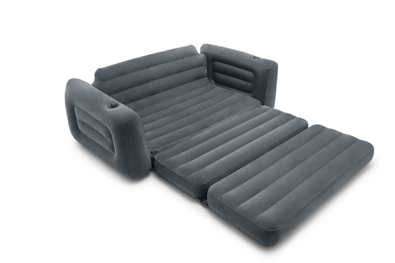INTEX 68566 Troosobni napuhljivi kauč-krevet, dimenzije 193×231×71 cm, težina 9,77 kg, nosivost 300 kg, površina od pliša