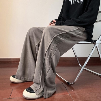 Muške jesenske casual hlače, opuštenog širokog kroja, srednji pojas, kopčanje sa šnuranjem, poliester smjesa