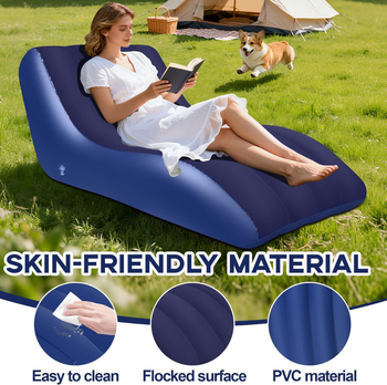 Nafuknu kauč od flokiranog PVC-a, prenosna vanjska ležaljka za odrasle, težina 2,6 kg, podesiva debljina, jednostavan moderan dizajn