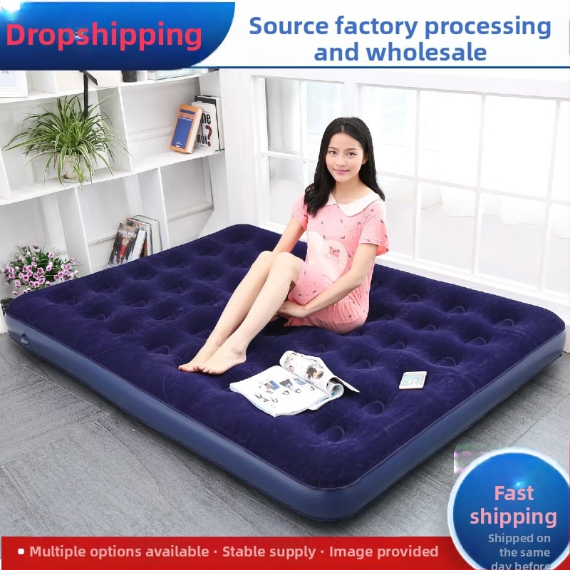 Felfújható ágy, vastagított kettős kivitel otthonra és kempingezésre, flockos felülettel; súly 3.5 kg; teherbírás 600 kg; vastagság 22 cm