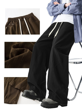 Muške pamučne hlače s drapiranim krojem, casual stil, jednobojne, duge, ravnog kroja, srednji pojas, izrada po mjeri