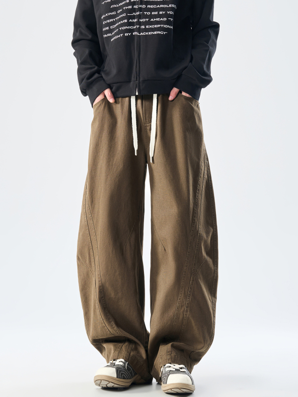 Muške pamučne hlače s drapiranim krojem, casual stil, jednobojne, duge, ravnog kroja, srednji pojas, izrada po mjeri