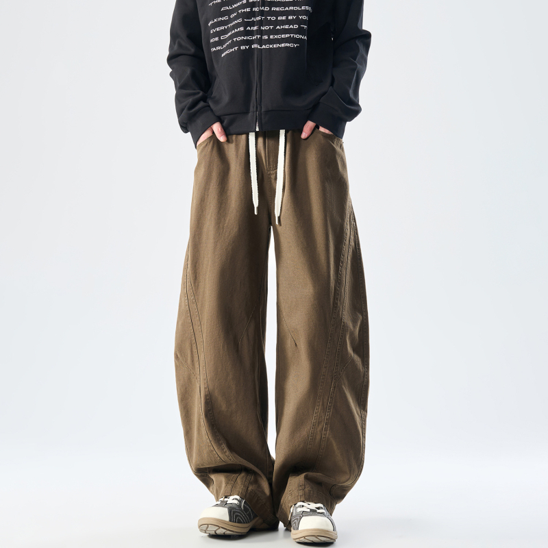 Muške pamučne hlače s drapiranim krojem, casual stil, jednobojne, duge, ravnog kroja, srednji pojas, izrada po mjeri