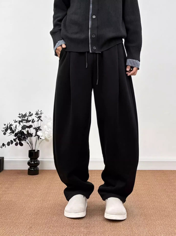 Корейски стил, свободни панталони с широки крачоли, средна талия, памук 59,3%