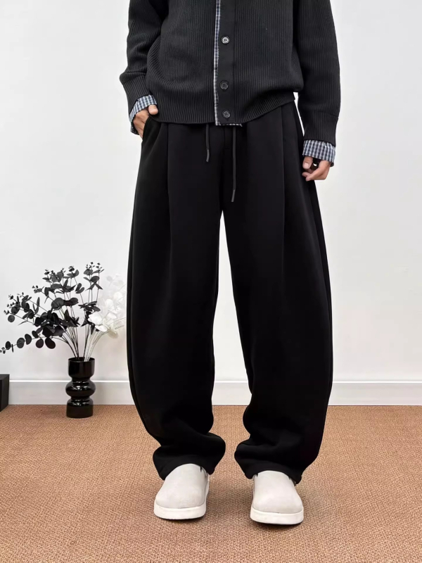 Корейски стил, свободни панталони с широки крачоли, средна талия, памук 59,3%