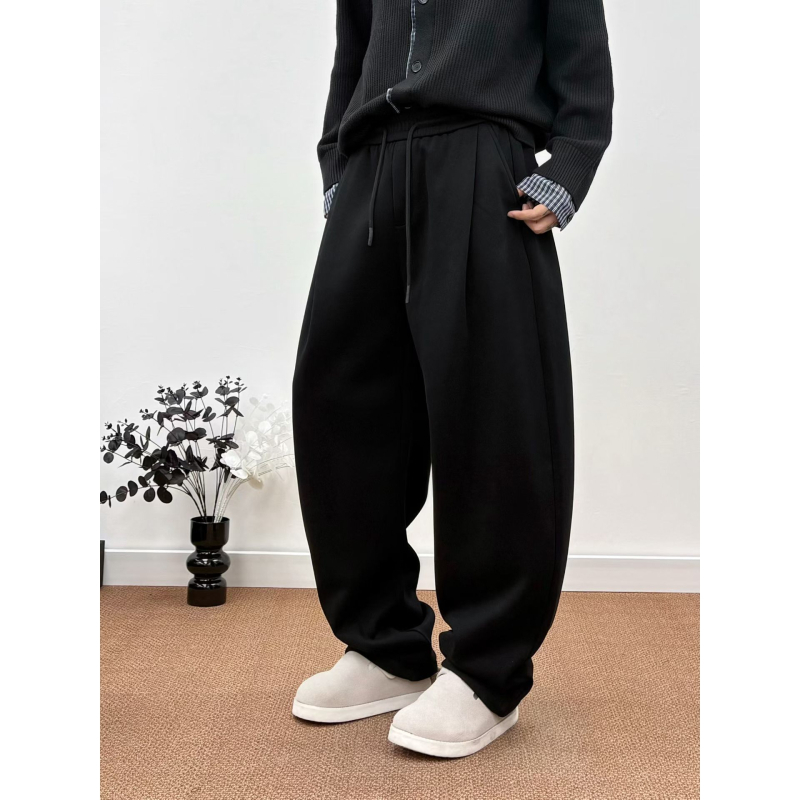 Корейски стил, свободни панталони с широки крачоли, средна талия, памук 59,3%