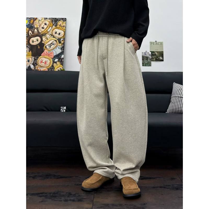 Корейски стил, свободни панталони с широки крачоли, средна талия, памук 59,3%