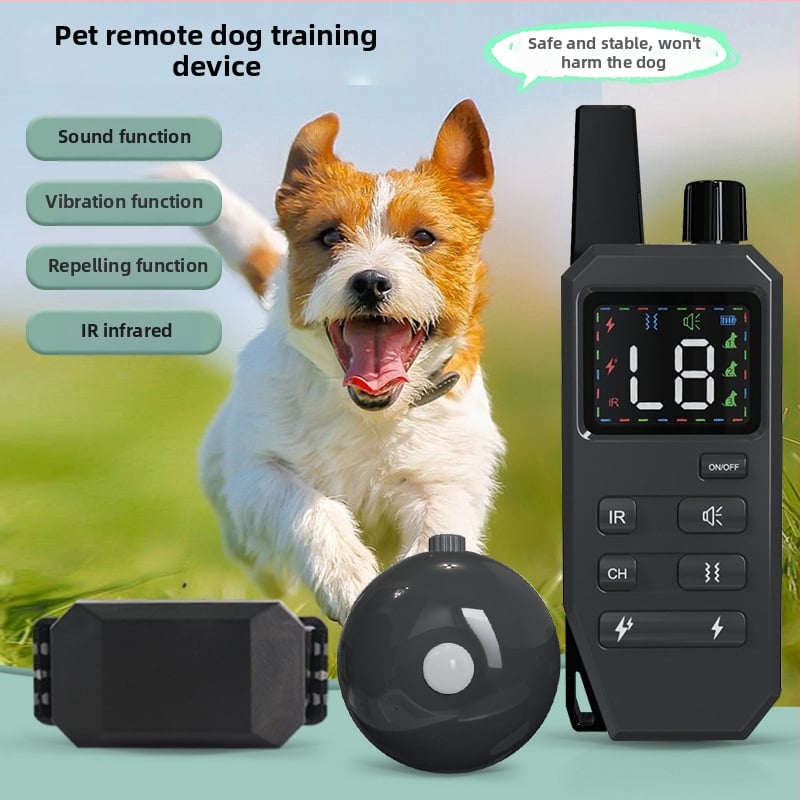 Távirányítós kutyatréner ultrahangos rezgéssel és elektromos sokkoló nyakörv, ABS anyag