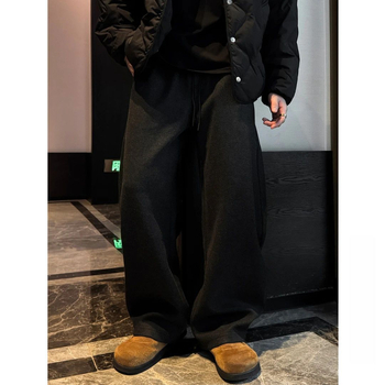 Pantaloni sport casual pentru bărbați, croi lejer, talie medie, închidere cu șiret, 100% poliester, microelastic