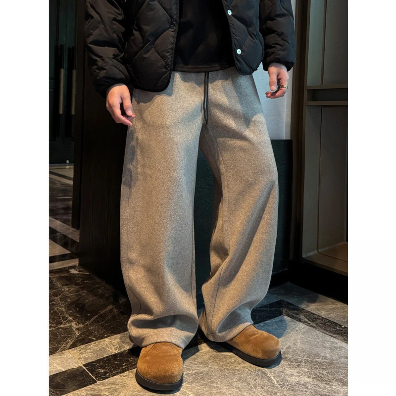 Pantaloni sport casual pentru bărbați, croi lejer, talie medie, închidere cu șiret, 100% poliester, microelastic