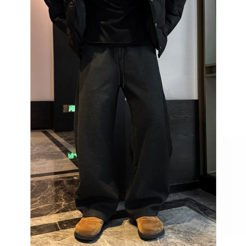 Pantaloni sport casual pentru bărbați, croi lejer, talie medie, închidere cu șiret, 100% poliester, microelastic