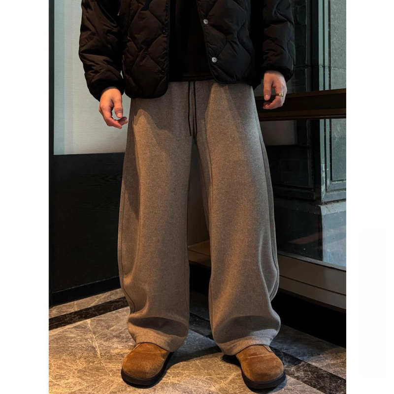 Pantaloni sport casual pentru bărbați, croi lejer, talie medie, închidere cu șiret, 100% poliester, microelastic