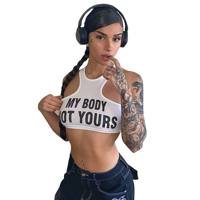 Ženska bez rukava halter T-shirt, Milk Silk, uski kroj, ultra kratka duljina