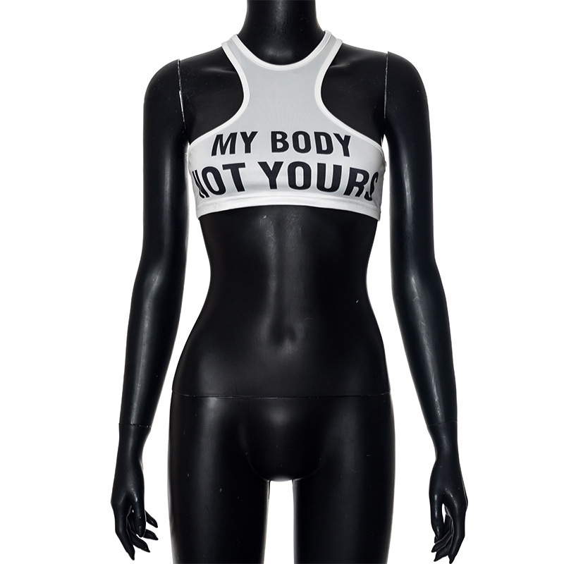 Ženska bez rukava halter T-shirt, Milk Silk, uski kroj, ultra kratka duljina
