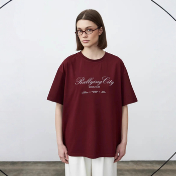Oversize majica od 100% pamuka s natpisom, europsko-američki stil, elegantan ležeran komad