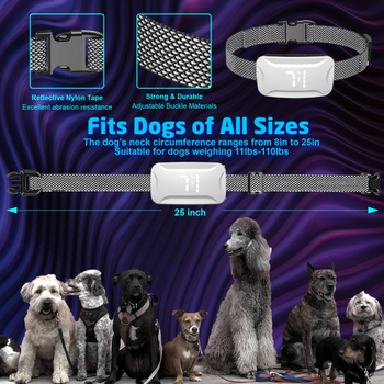 3S intelligens automatikus beállítással működő kutyatréner nyakörv – ugatás elleni, figyelmeztető hang, rezgés és elektromos sokk