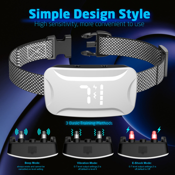 3S intelligens automatikus beállítással működő kutyatréner nyakörv – ugatás elleni, figyelmeztető hang, rezgés és elektromos sokk