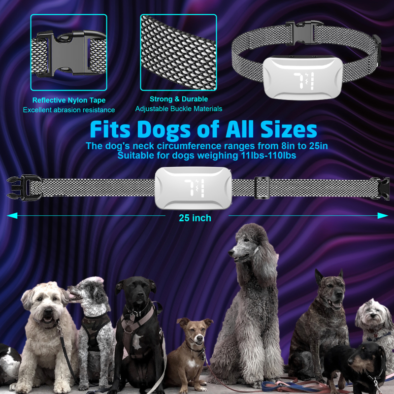 3S intelligens automatikus beállítással működő kutyatréner nyakörv – ugatás elleni, figyelmeztető hang, rezgés és elektromos sokk